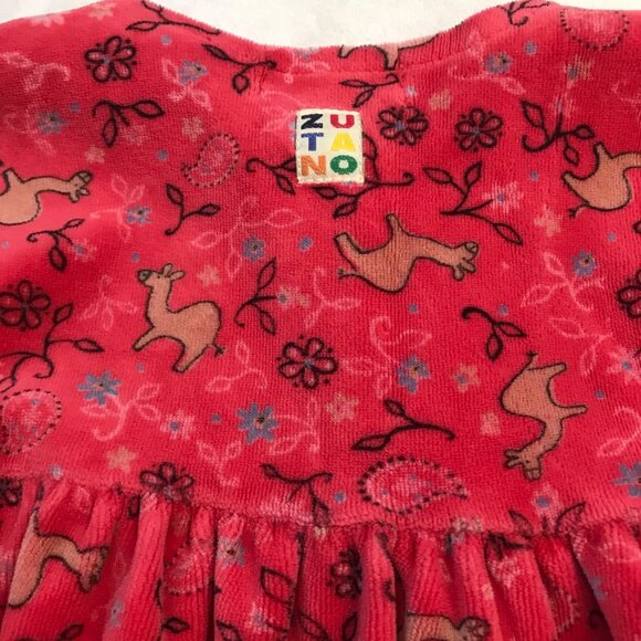Vintage Zutano Collection Animal Print Dress Baby Girls Size 12-18M Cotton Blend - Picture 9 of 9